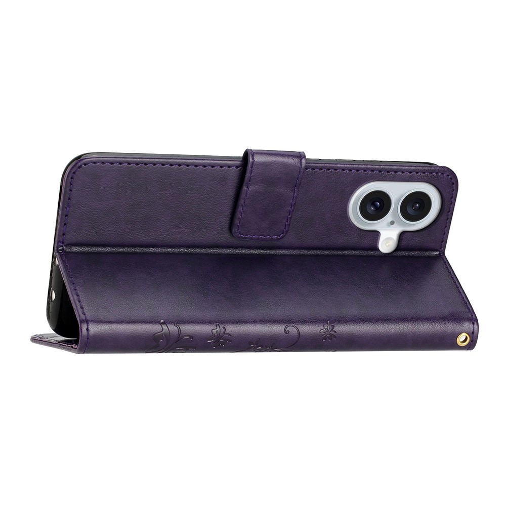 Virágok könyvtáska iPhone 17 készülékhez - sötétlila