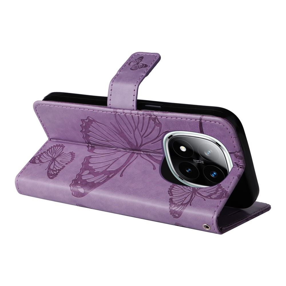 Nagy pillangó könyv tok a Xiaomi Redmi Note 14 Pro 5G/Poco X7 5G/Note 14 Pro+ 5G számára - lila