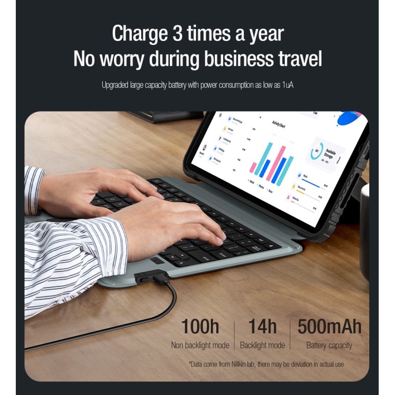 Nillkin Bumper Combo billentyűzet tok (háttérvilágításos verzió) iPad Pro 11 2024 Fekete