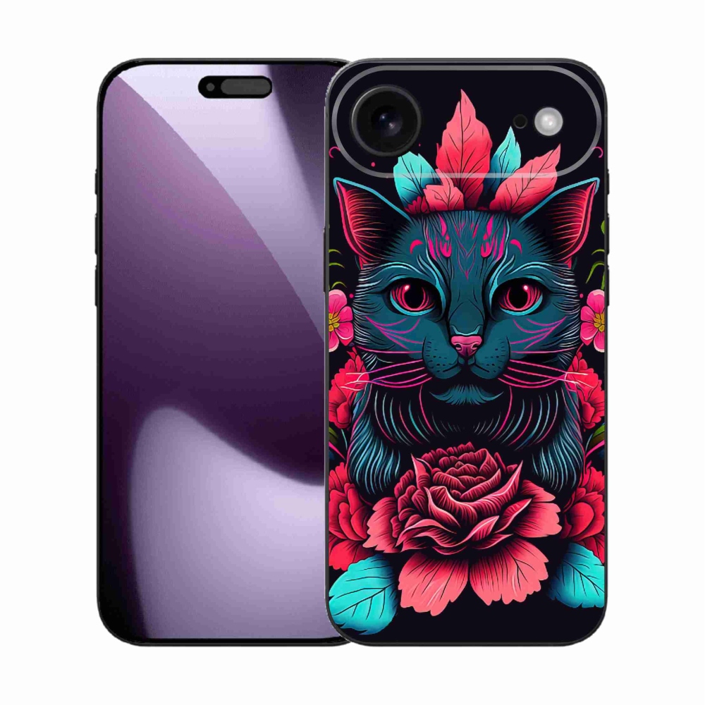 Gél borítás mmCase iPhone 17 Air készülékhez - virágok és macska