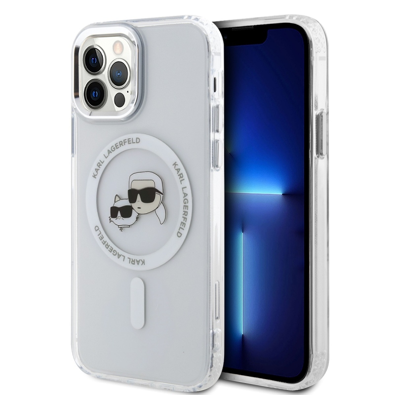 Karl Lagerfeld IML K&CH fejek fémkeret MagSafe hátlap iPhone 12/12 Pro átlátszóhoz
