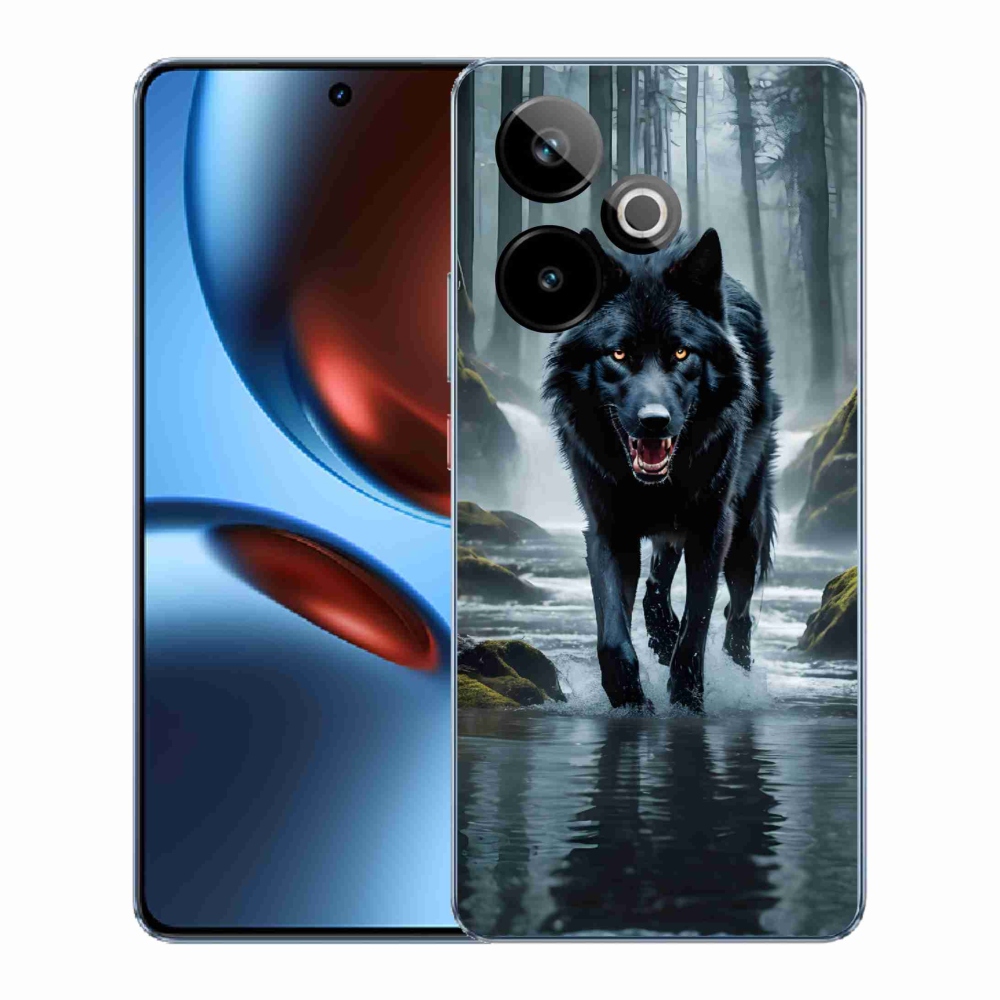 Rugalmas zselés tok mmCase képpel a Realme GT 7 5G/GT 7T 5G számára - fekete farkas