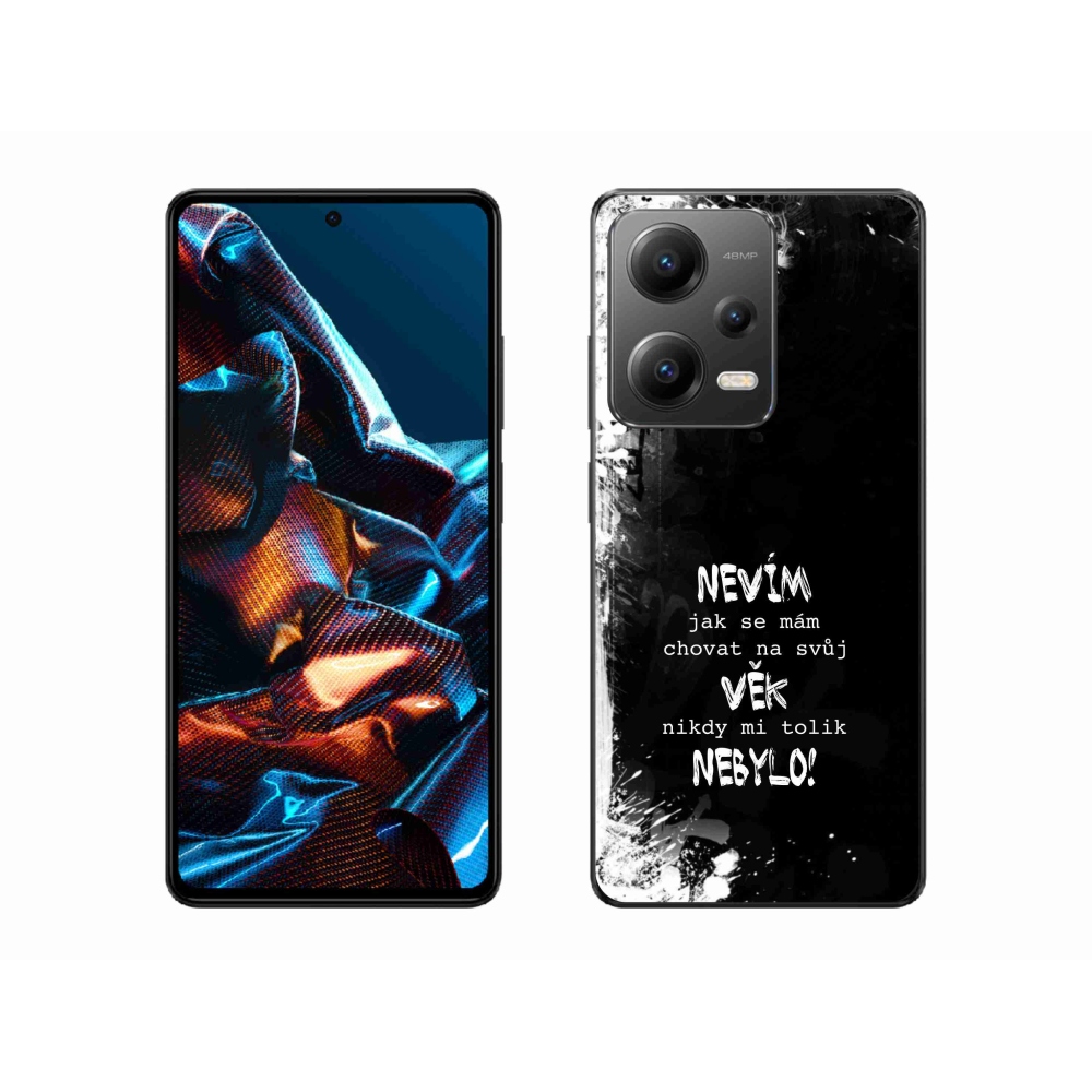 Gél borító mmCase a Xiaomi Redmi Note 12 Pro 5G számára - vicces szöveg 14 fekete háttérrel