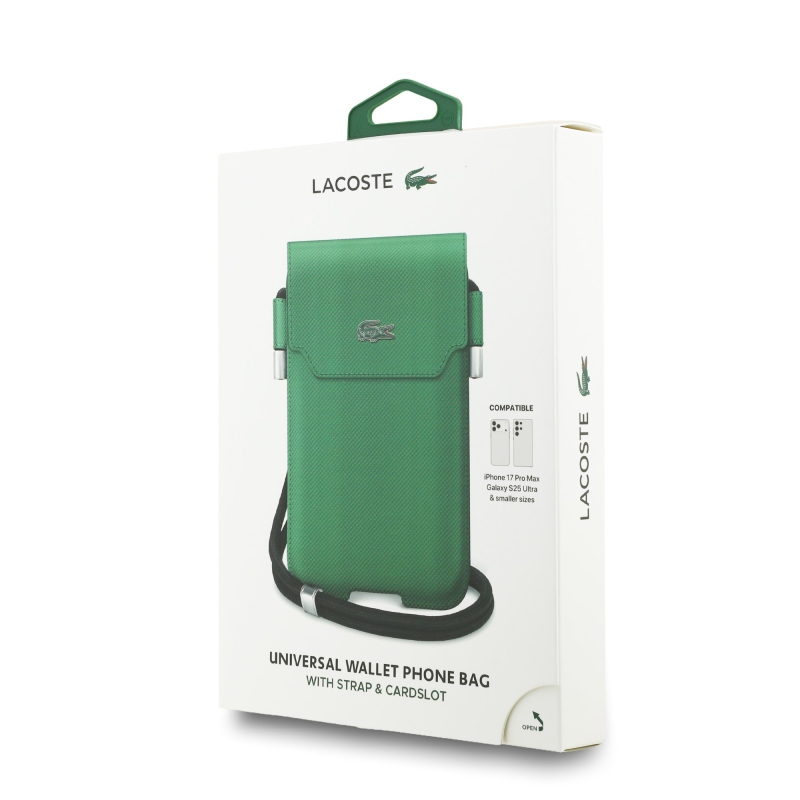 Lacoste PVC Iconic Petit Pique Fém Logós Telefonzseb XL Zöld