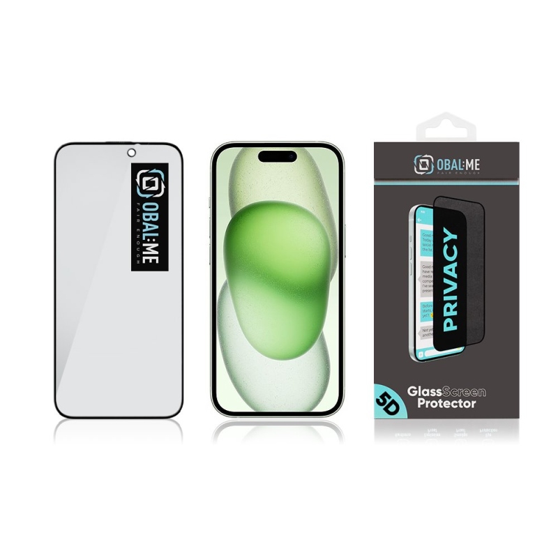 CSOMAG:ME Privacy 5D edzett üveg Apple iPhone 15 Fekete