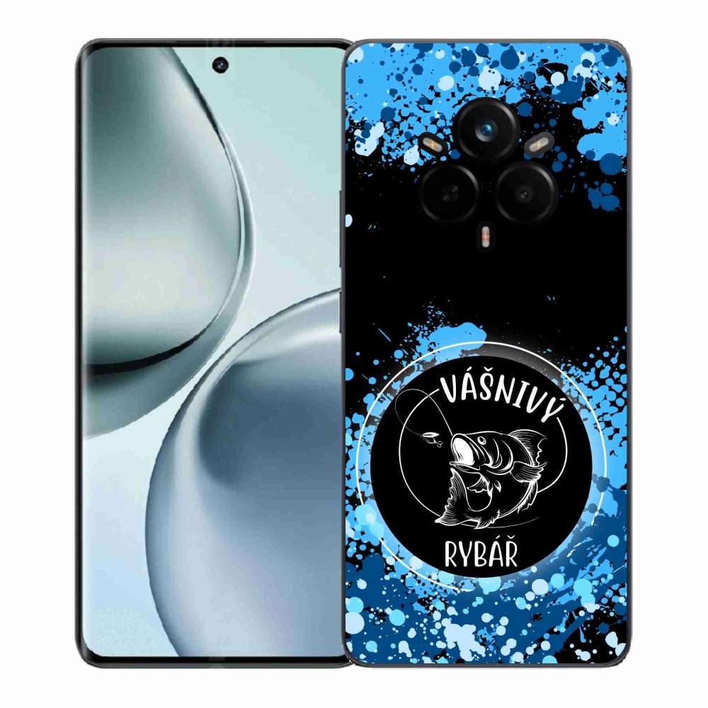 Gél borító mmCase a Realme 14 Pro+ 5G számára - szenvedélyes halász fekete háttérrel