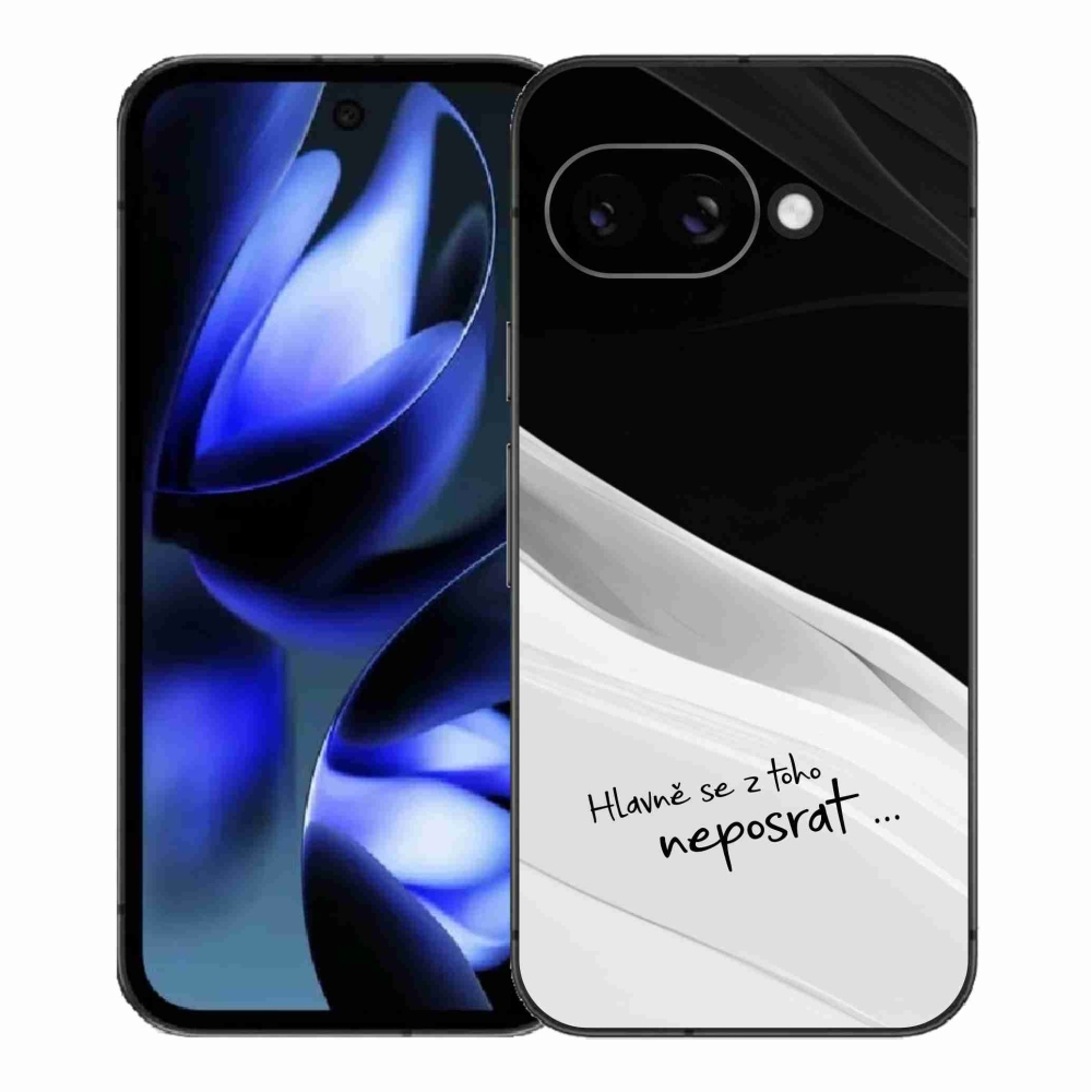 Gél borítás mmCase a Google Pixel 9a számára - vicces szöveg 13 fehér és fekete háttérrel