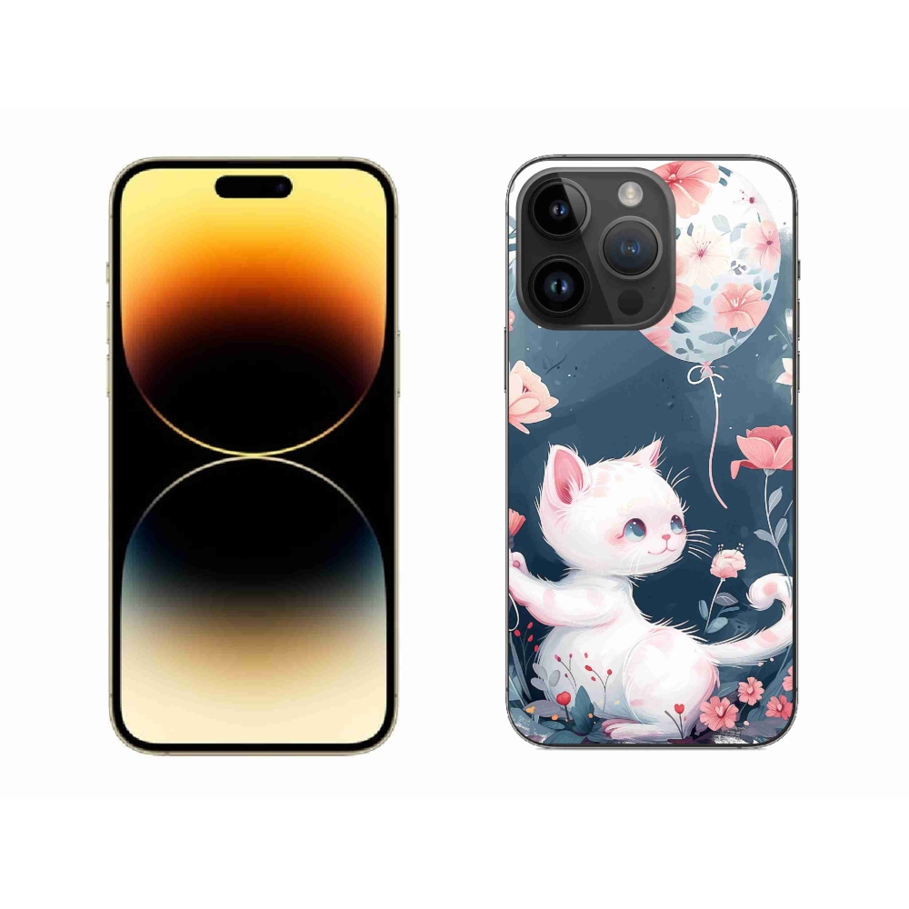 Gél borítás mmCase iPhone 14 Pro Max készülékhez - cica lufival