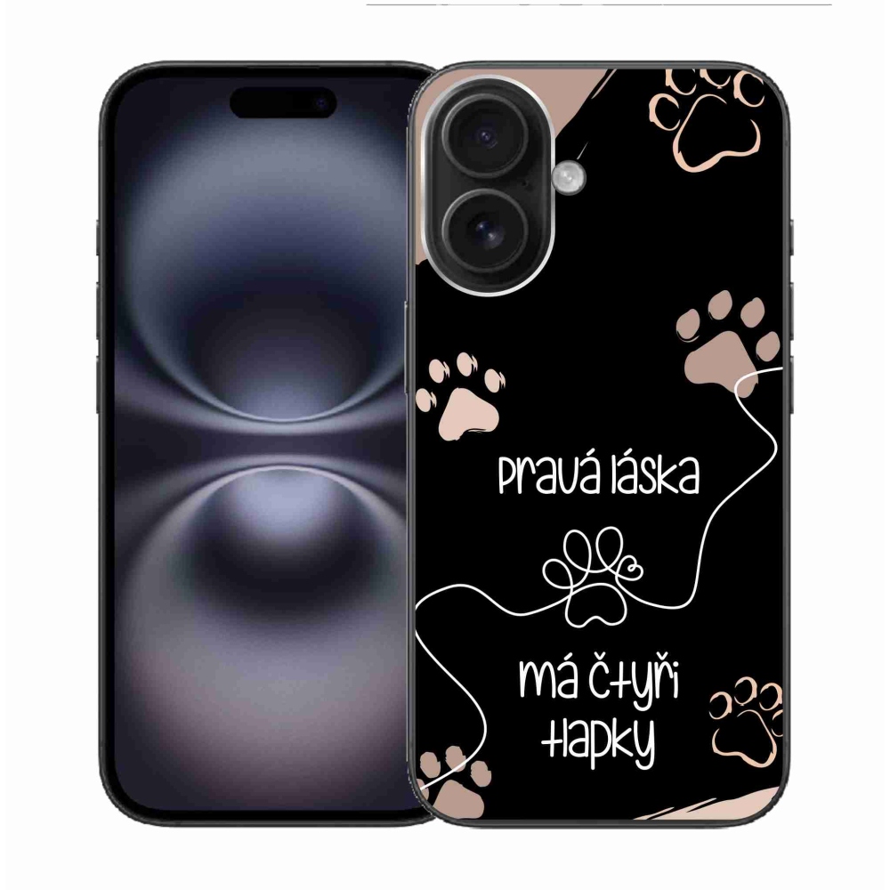 Gél borítás mmCase iPhone 16 készülékhez - kutya motívum 1 fekete háttér