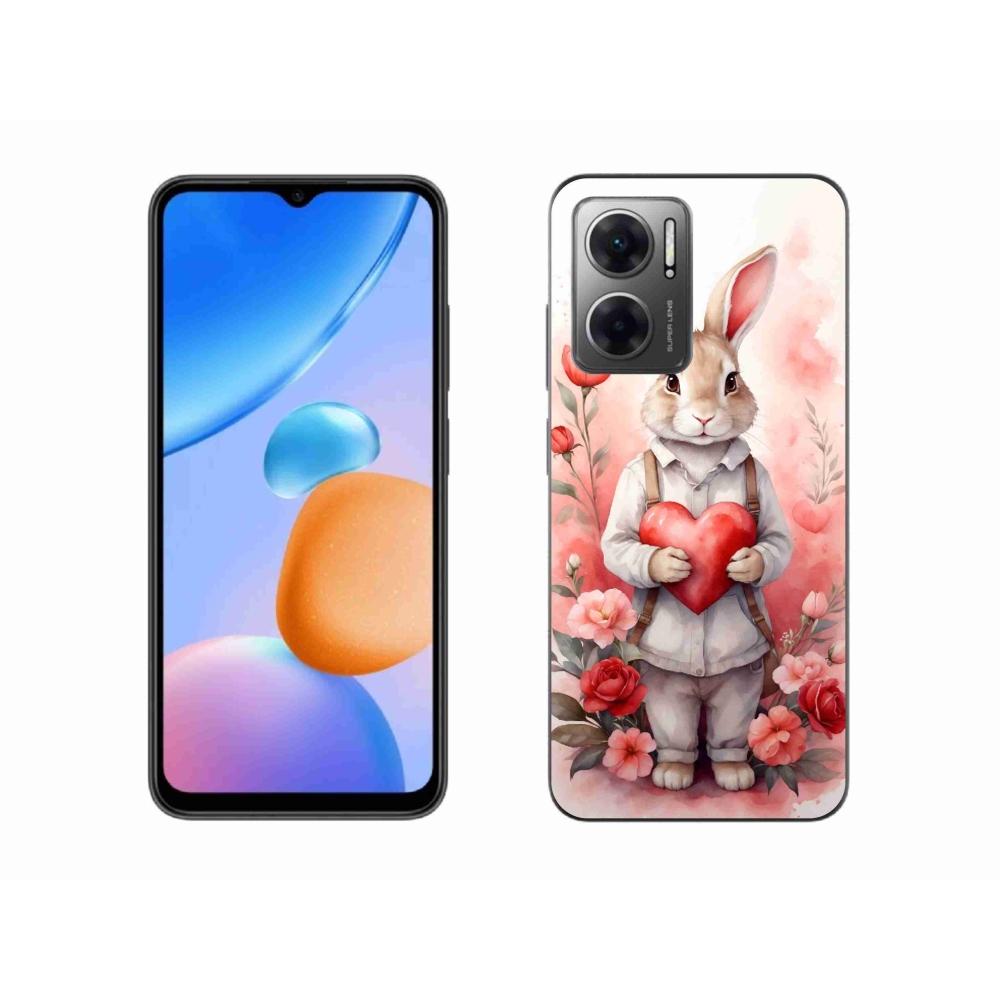 Gél borítás mmCase a Xiaomi Redmi 10 5G számára - nyúl szívvel