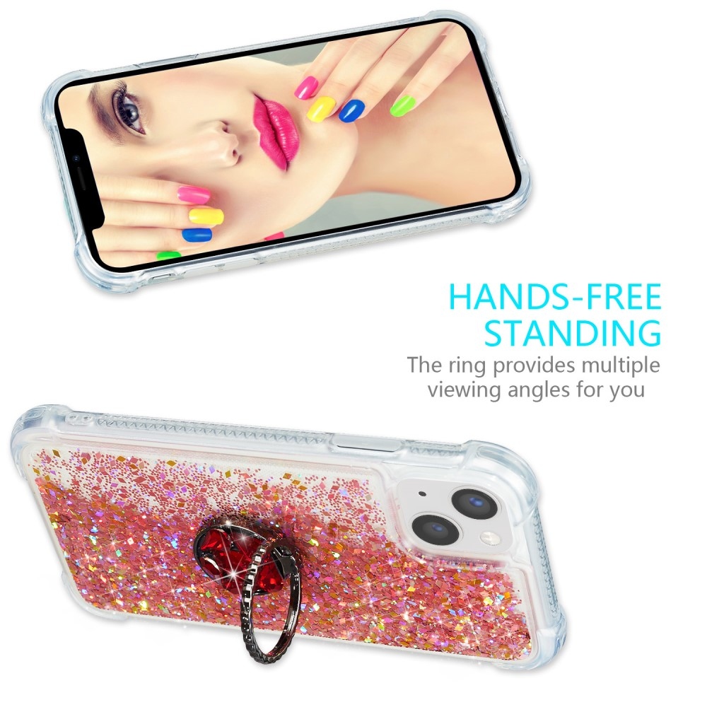 Glitter homokóra zselés tok iPhone 15 készülékhez - rózsaarany