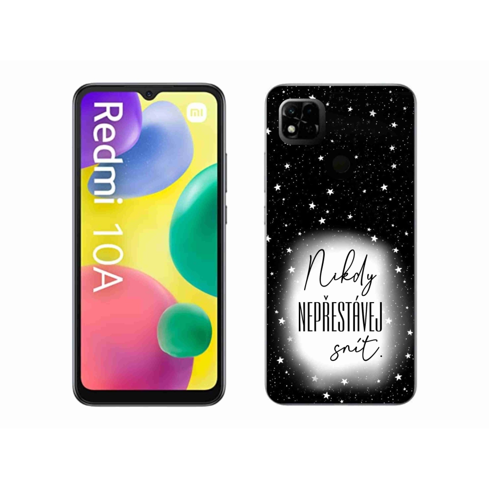 Gél borító mmCase a Xiaomi Redmi 10A - idézet 1 fehér és fekete háttérrel