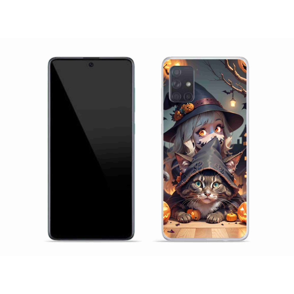 Zselés borítás mmCase Samsung Galaxy A51 készülékhez - boszorkány macskával
