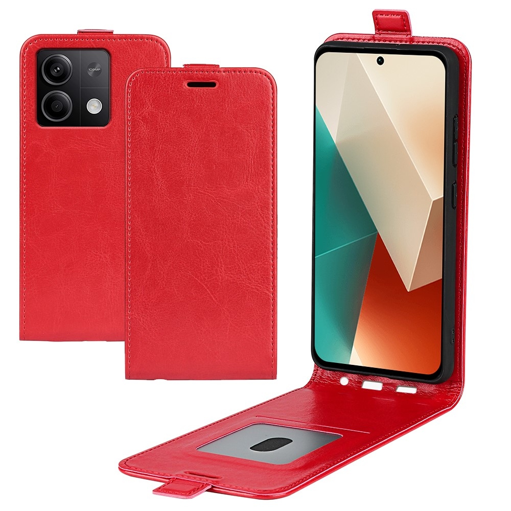 Függőleges flip tok Xiaomi Redmi Note 13 5G-hez - piros