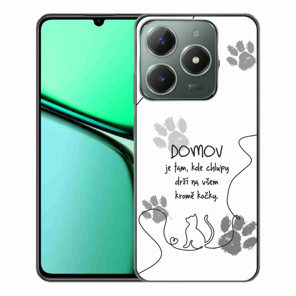 Gél borító mmCase a Realme C61 készülékhez - macska motívum fehér háttérrel