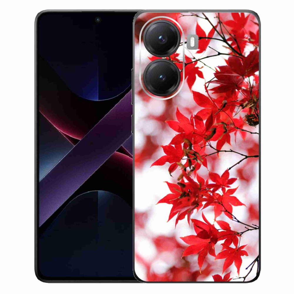 Gél borítás mmCase a Xiaomi Poco X7 Pro 5G számára - piros levelek