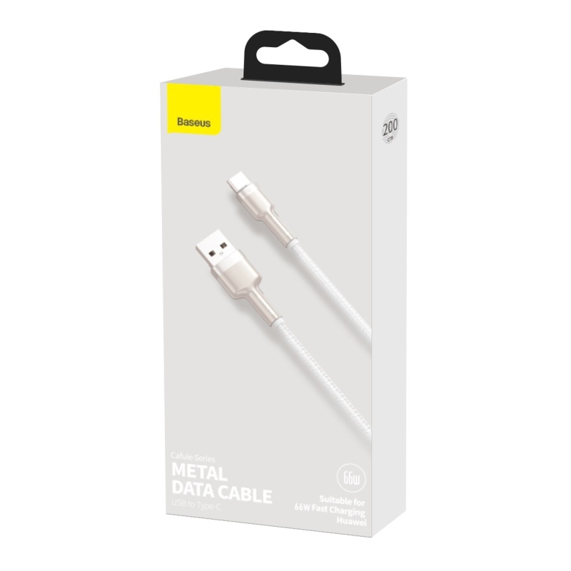 Baseus Cafule Metal sorozatú adatkábel USB-USB-C 66W 2m Fehér