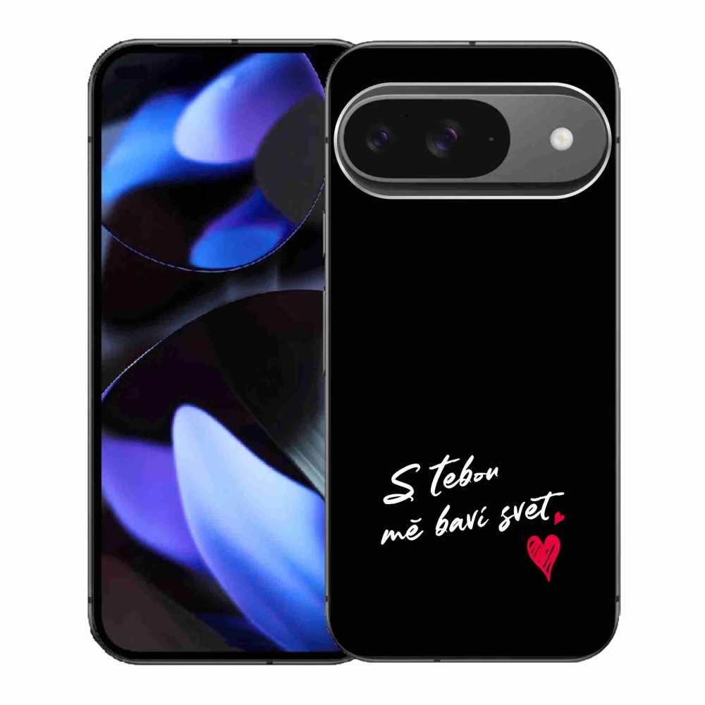 Gél borítás mmCase a Google Pixel 9/9 Pro készülékhez - text in love 1 fekete háttér