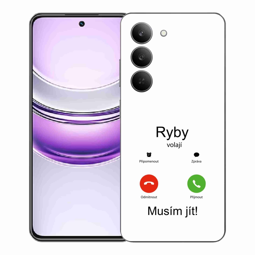 Gél borító mmCase a Realme 14x 5G készülékhez - hal hívás fehér háttérrel