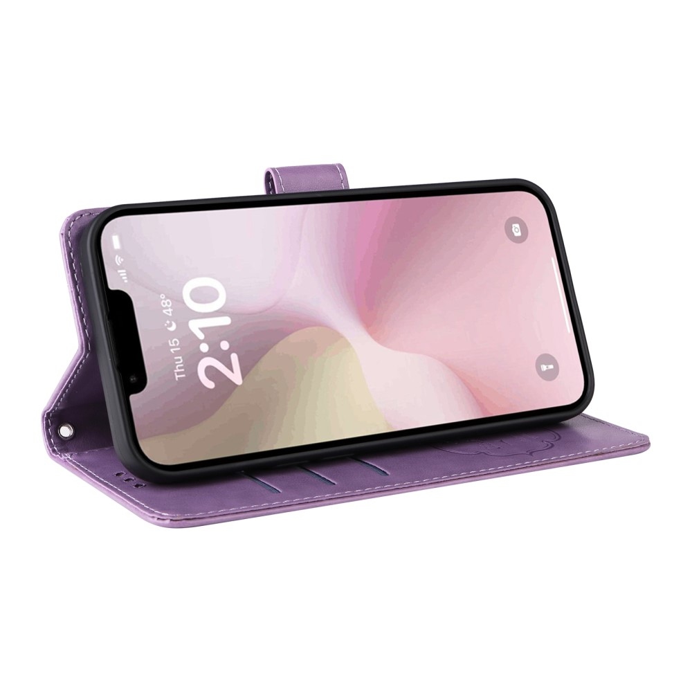 Virágos könyvtáska iPhone 16e készülékhez - lila