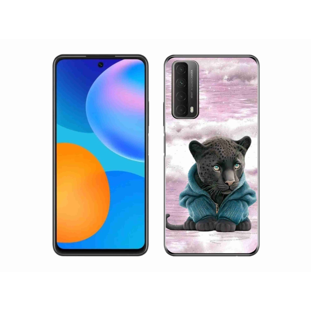 Gél védőhuzat mmCase a Huawei P Smart (2021) - fekete párduc pulóverben