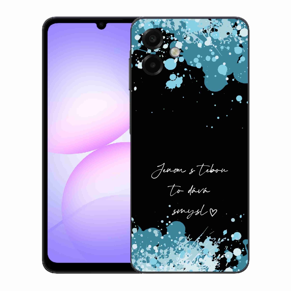 Gél borító mmCase Samsung Galaxy A07 4G - szöveg szerelemben fekete háttérrel