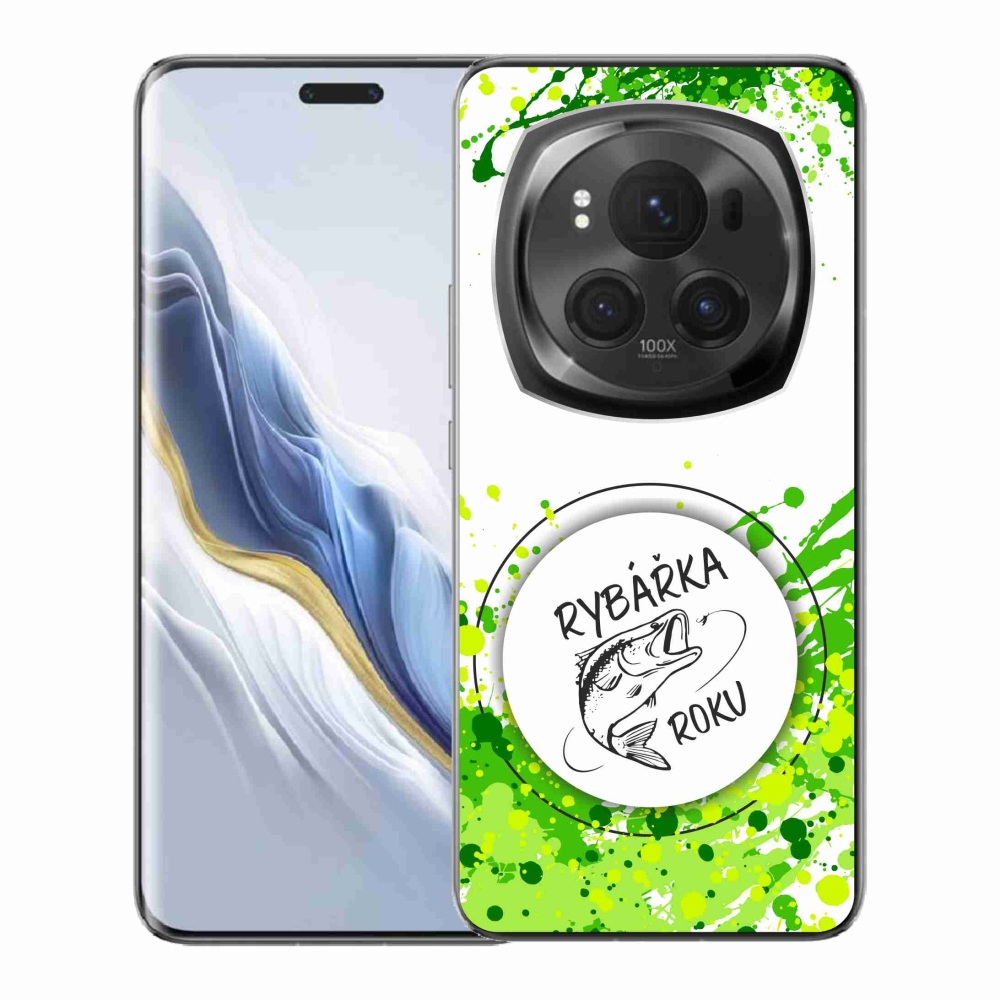 Gél borító mmCase a Honor Magic 6 Pro 5G-n - az év horgásza fehér háttérrel