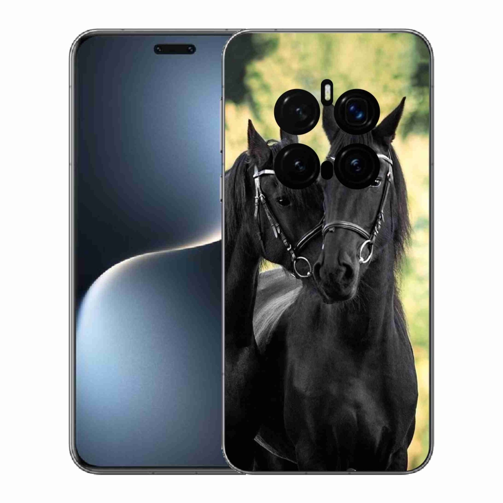 Zselés borítás mmCase a Honor Magic 7 Pro 5G számára - két fekete ló