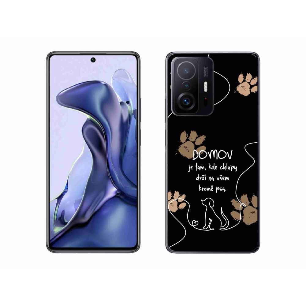 Gél borító mmCase a Xiaomi 11T-hez - kutya motívum fekete háttérrel