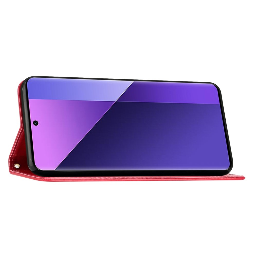 Virágok könyv tok Xiaomi Redmi 14C/Poco C75-hez - piros