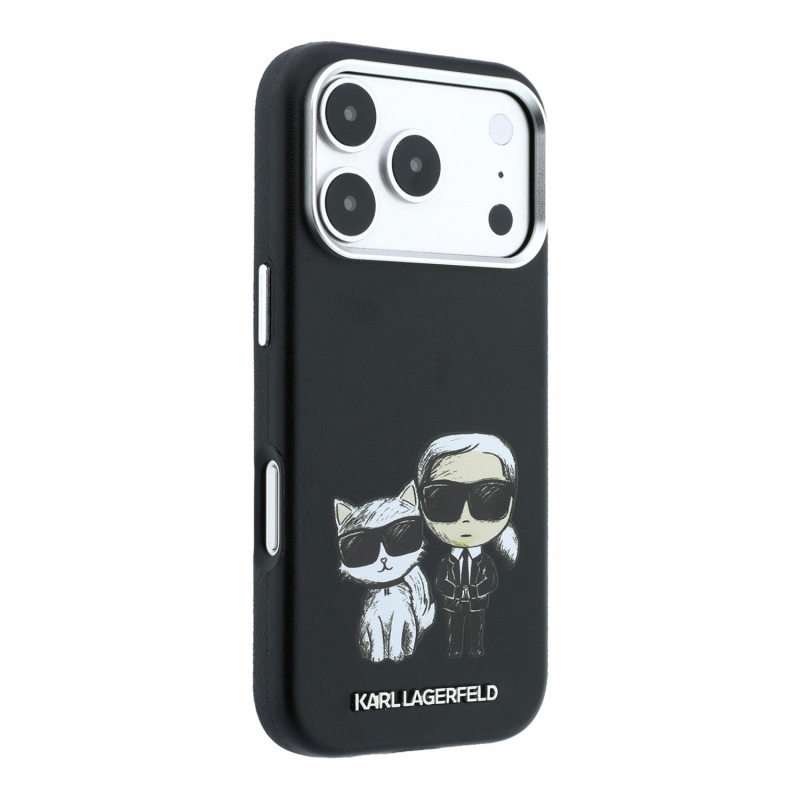 Karl Lagerfeld PU Semi Wrap Smooth Sketch Bodies Magsafe hátsó tok iPhone 18 Pro Max-hoz, fekete