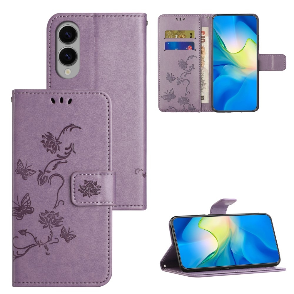 Virágos könyv tok Samsung Galaxy S25 Edge készülékhez - világos lila