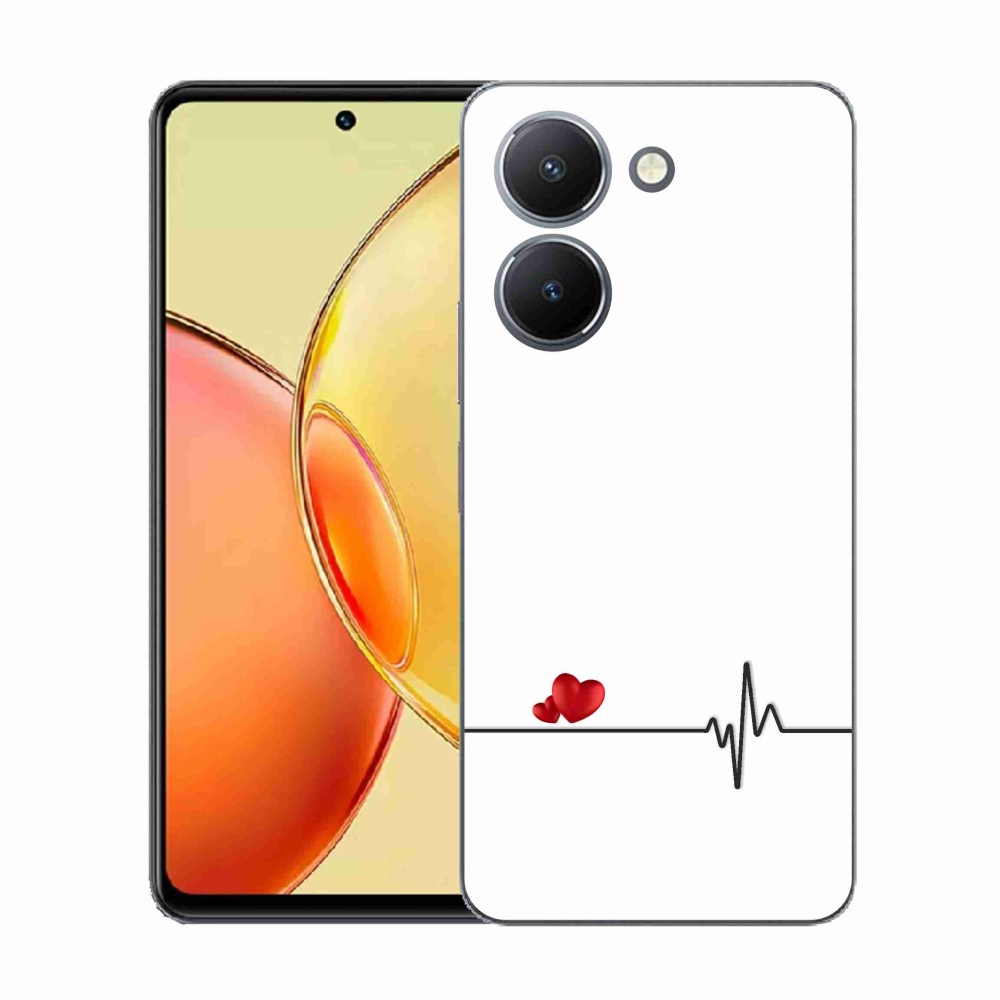 Gél borító mmCase a Vivo Y36-on - szív és szívverés fehér háttérrel