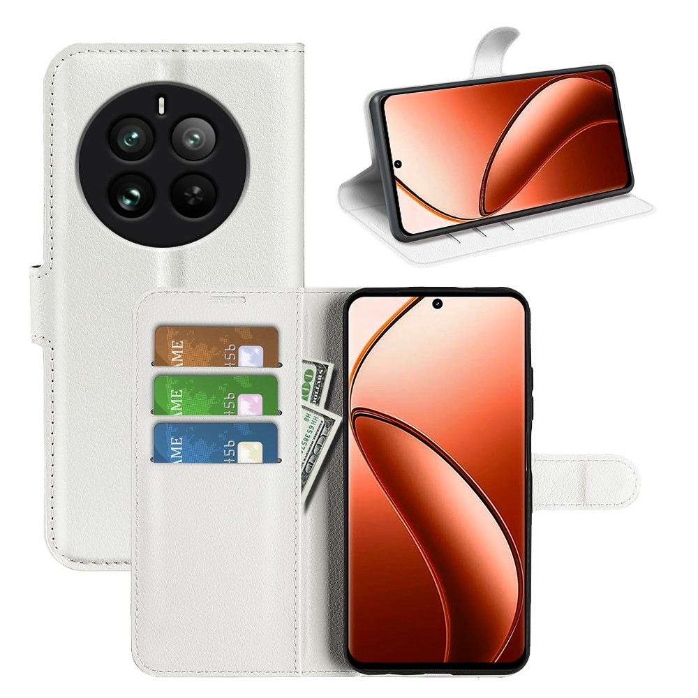 Litchi könyvtáska a Realme 12 Pro 5G/12 Pro+ 5G modellhez - fehér