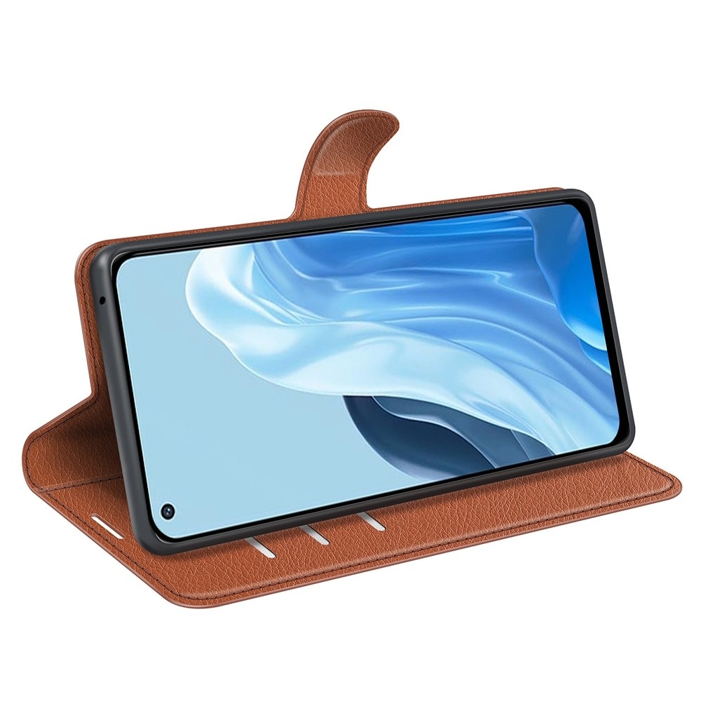 Litchi könyv tok Oppo Find X5 Lite-hoz - barna