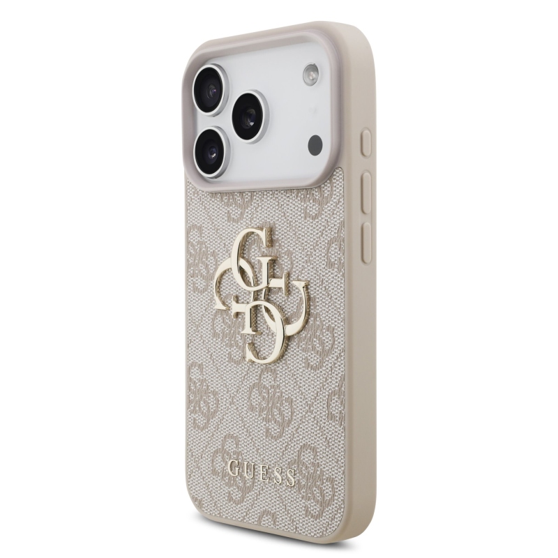 Guess PU 4G Metal Logo hátsó tok iPhone 18 Pro-hoz, rózsaszín