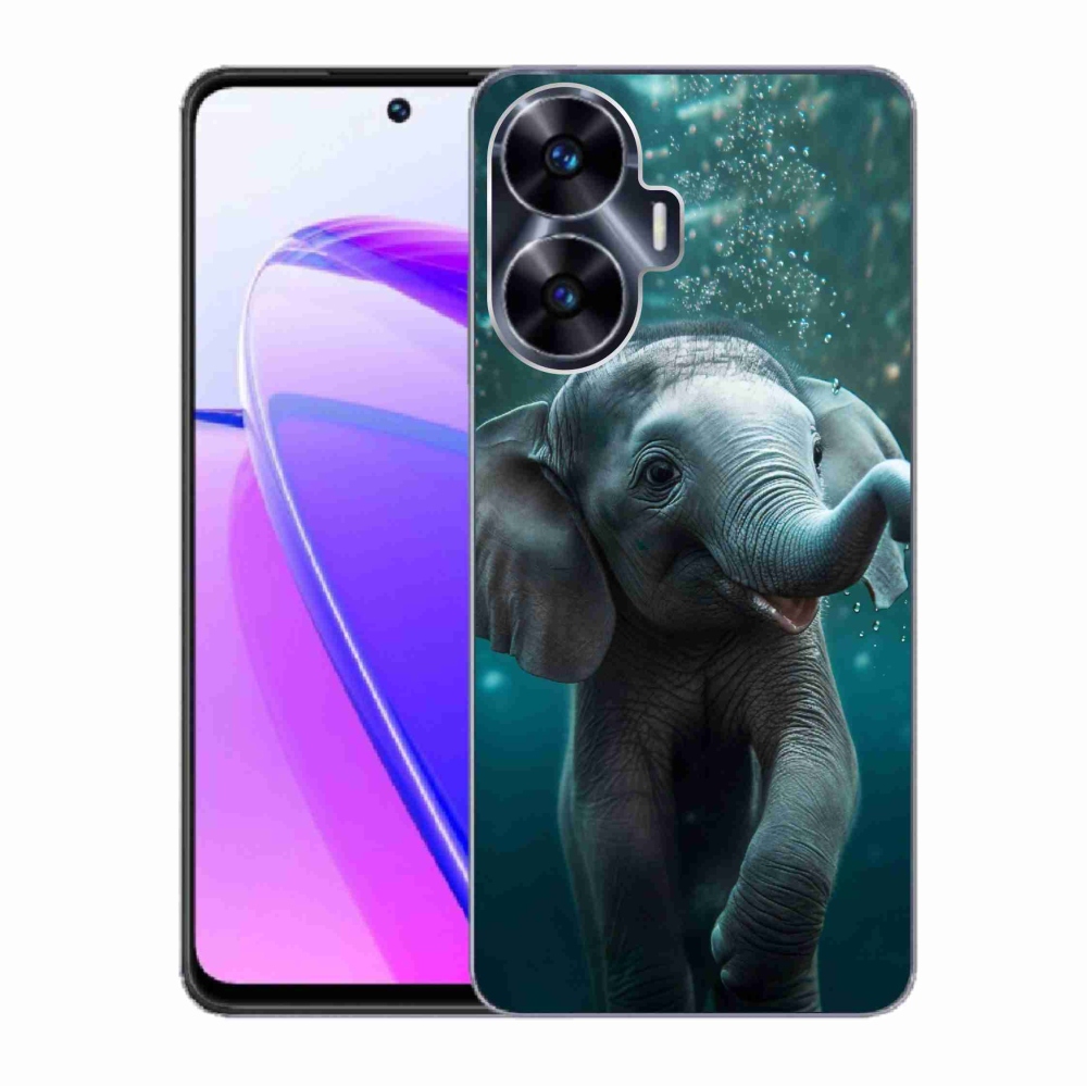 Gél borítás mmCase a Realme C55 készülékhez - elefánt a víz alatt