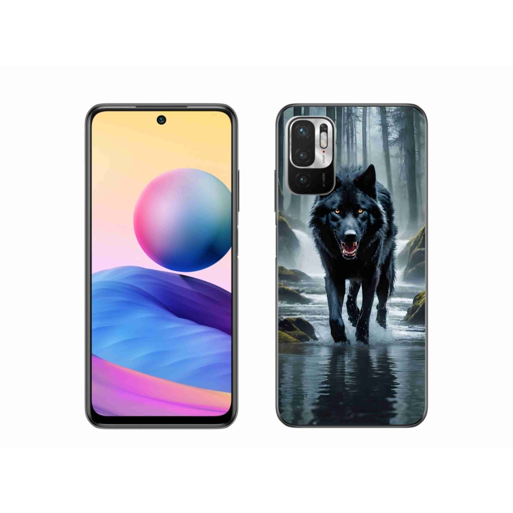 Gél borítás mmCase a Xiaomi Redmi Note 10 5G készülékhez - fekete farkas