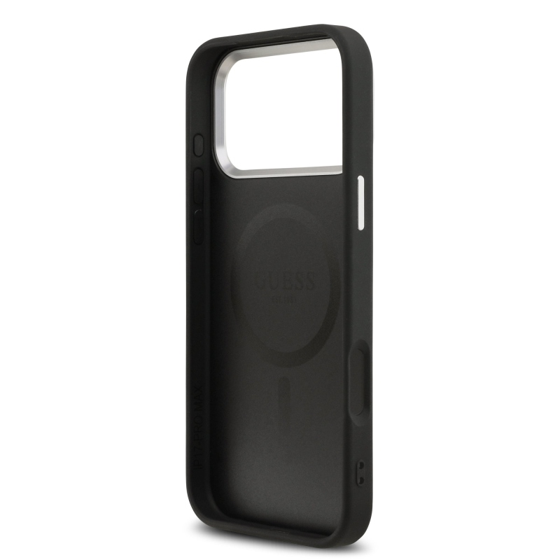 Guess PU bőr háromszög logó MagSafe hátlap iPhone 17 Pro fekete