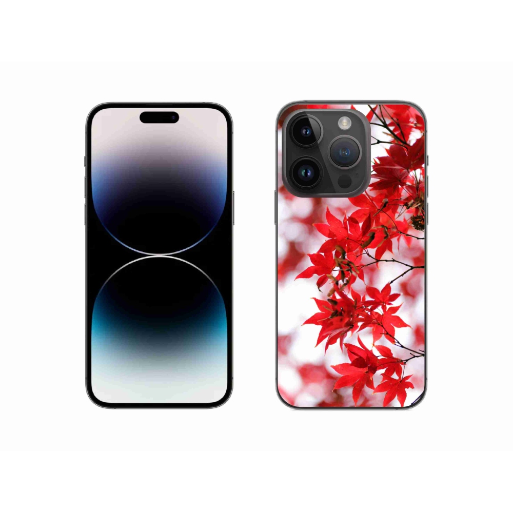 Zselés borítás mmCase iPhone 14 Pro készülékhez - piros levelek