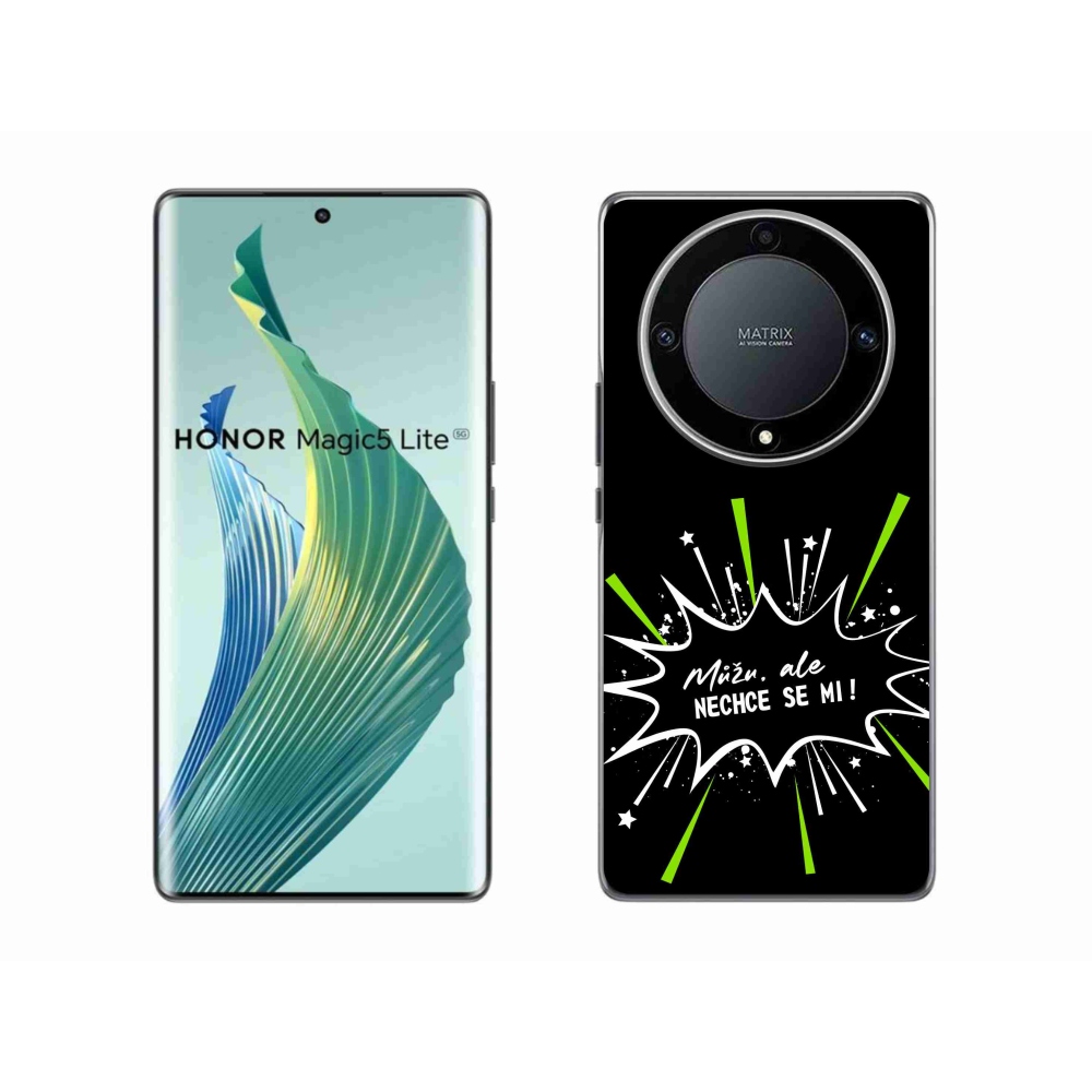 Gél borító mmCase a Honor Magic 5 Lite 5G készülékhez - vicces szöveg 11 fekete háttér