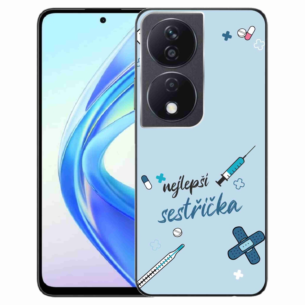 Gél borító mmCase a Honor X7b/Honor 90 Smart számára - legjobb kishúg kék háttérrel