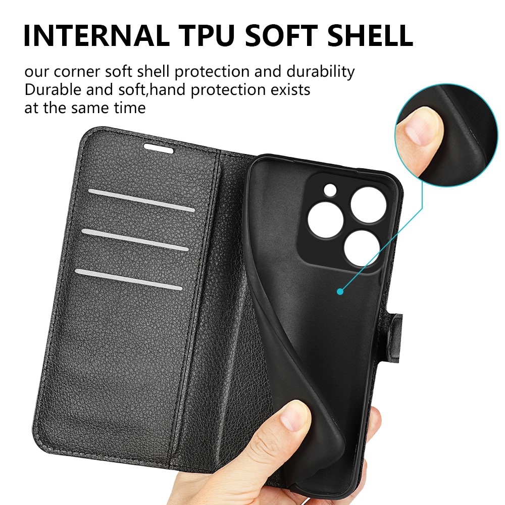 Litchi könyvtáska Realme C61/C63 készülékhez - fekete