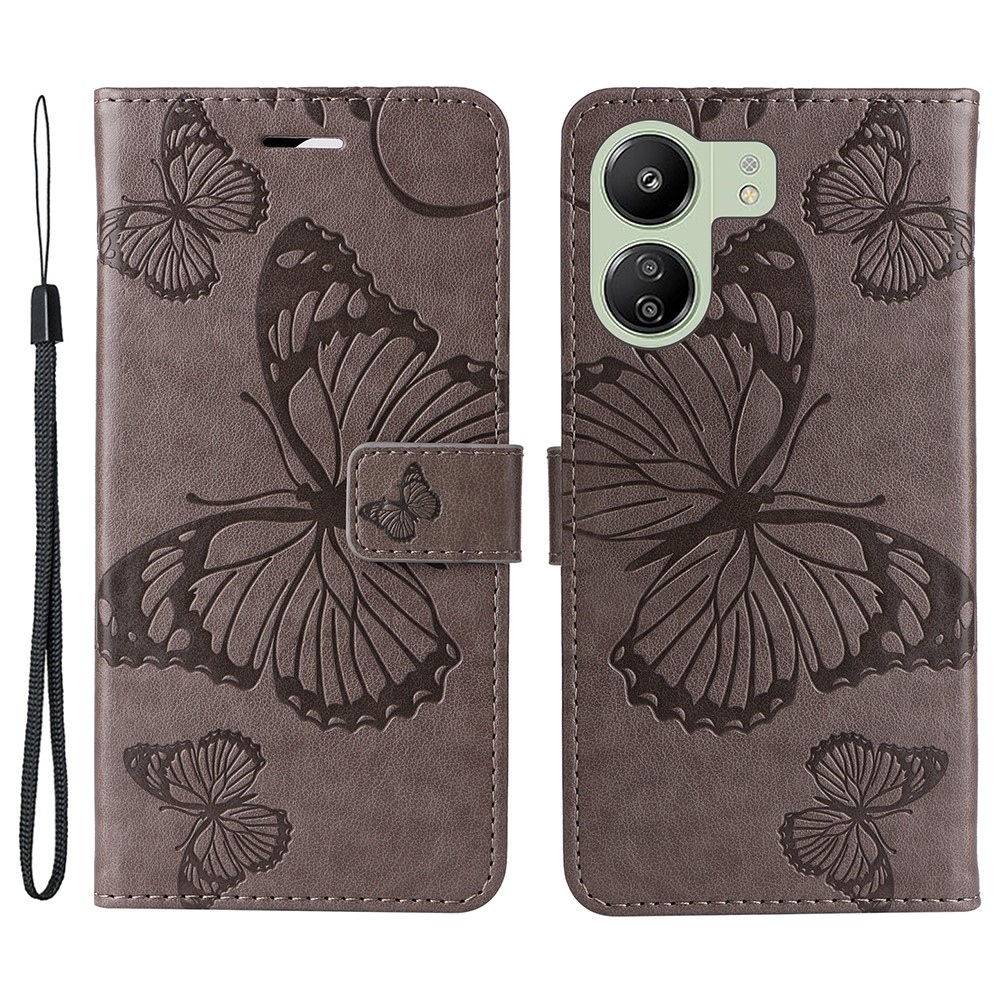 Nagy pillangó könyv tok Xiaomi Poco C65/Redmi 13C - szürke