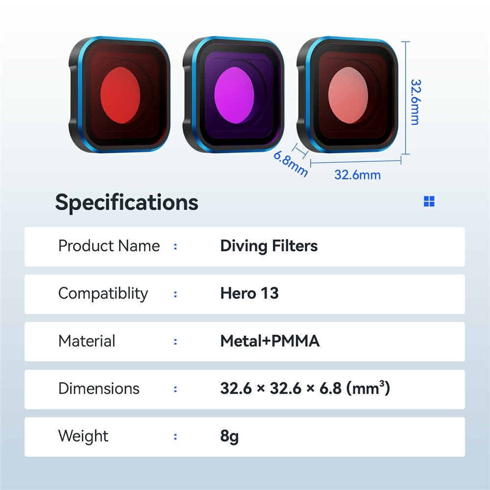 AMAGISN búvárszűrő világospiros GoPro Hero 13/12/11/11 Mini/10/9 kamerákhoz