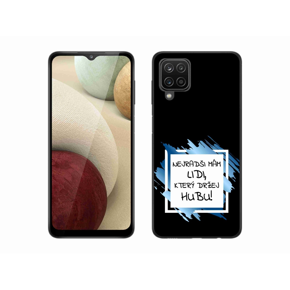 Gél borítás mmCase Samsung Galaxy A12 készülékhez - vicces szöveg 7 fehér és fekete háttérrel