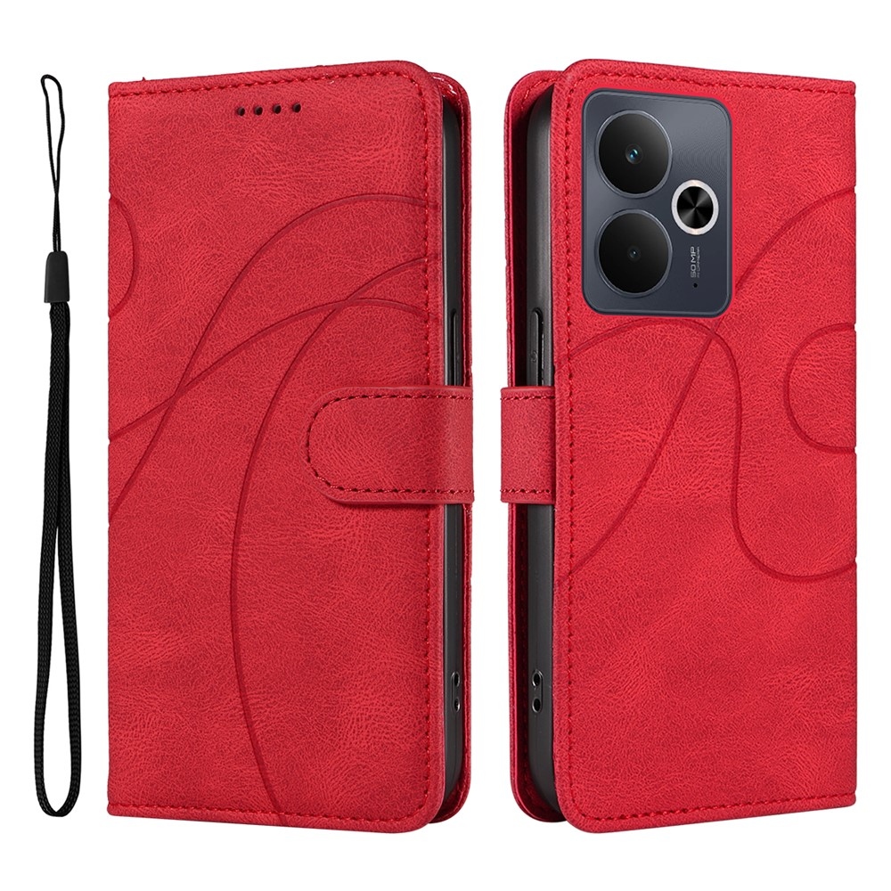 Ívelt könyvtáska a Realme 14 5G/14T 5G készülékhez - piros színű