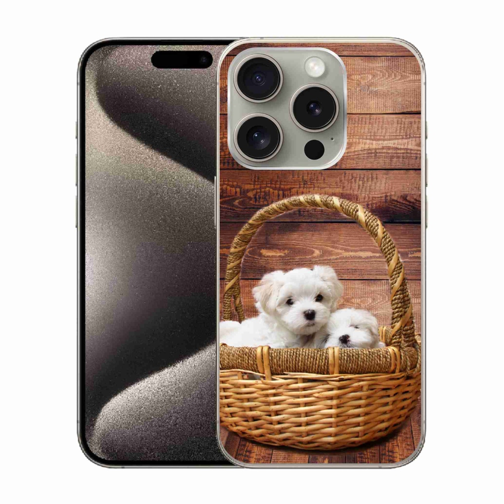 Zselés borítás mmCase iPhone 15 Pro készülékhez - kölyökkutyák