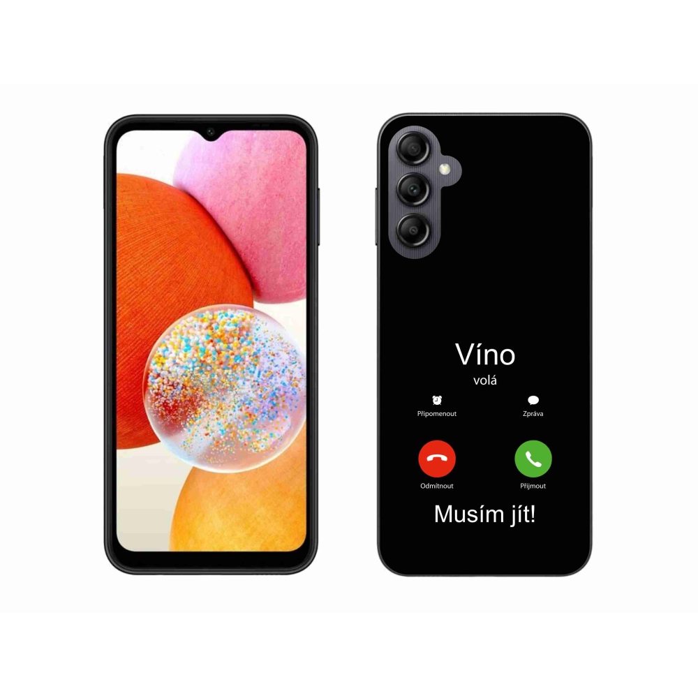 Gél borítás mmCase Samsung Galaxy A14 4G/5G - bor hívások fekete háttérrel