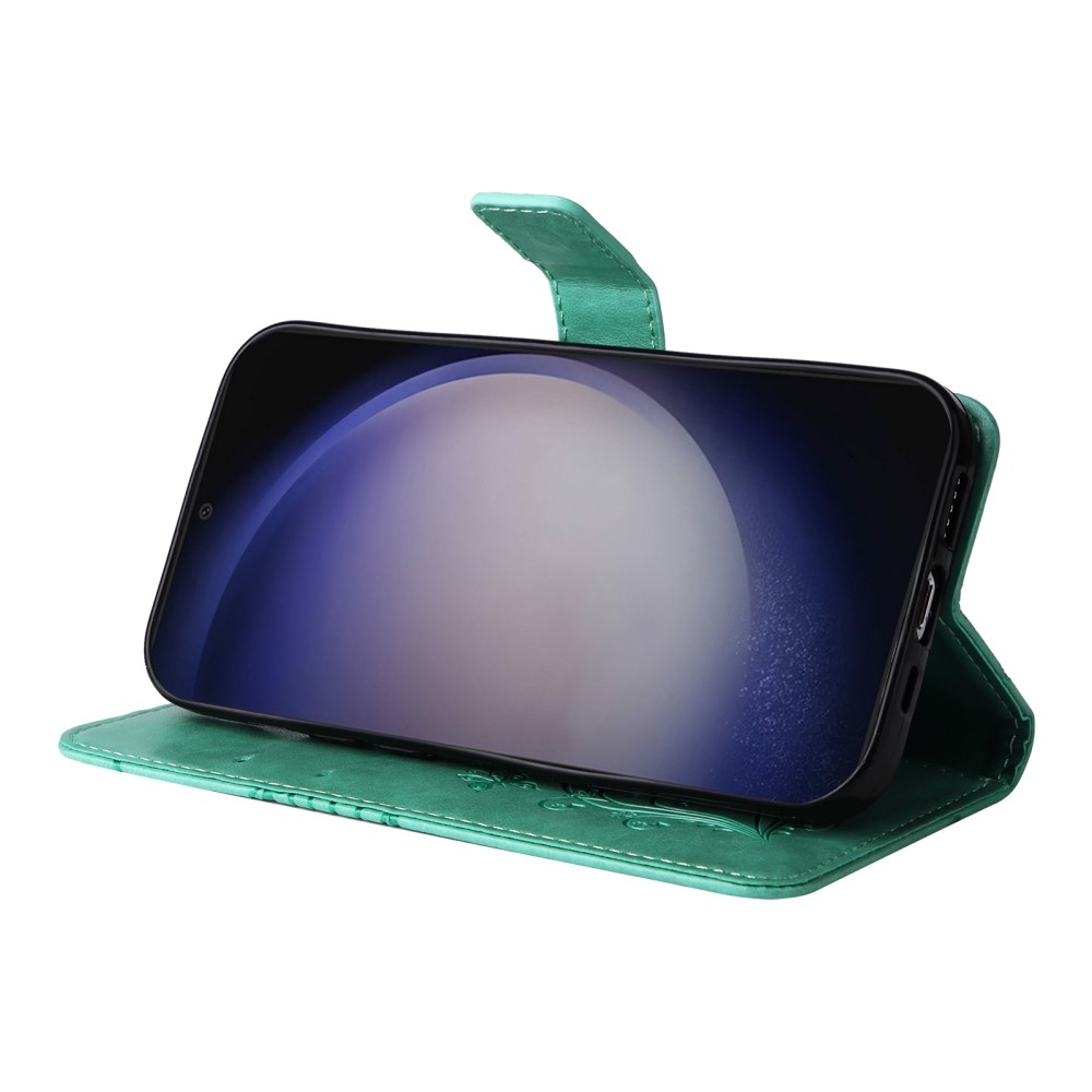 Nagy pillangó könyv tok Samsung Galaxy S25-hez - teal - teal